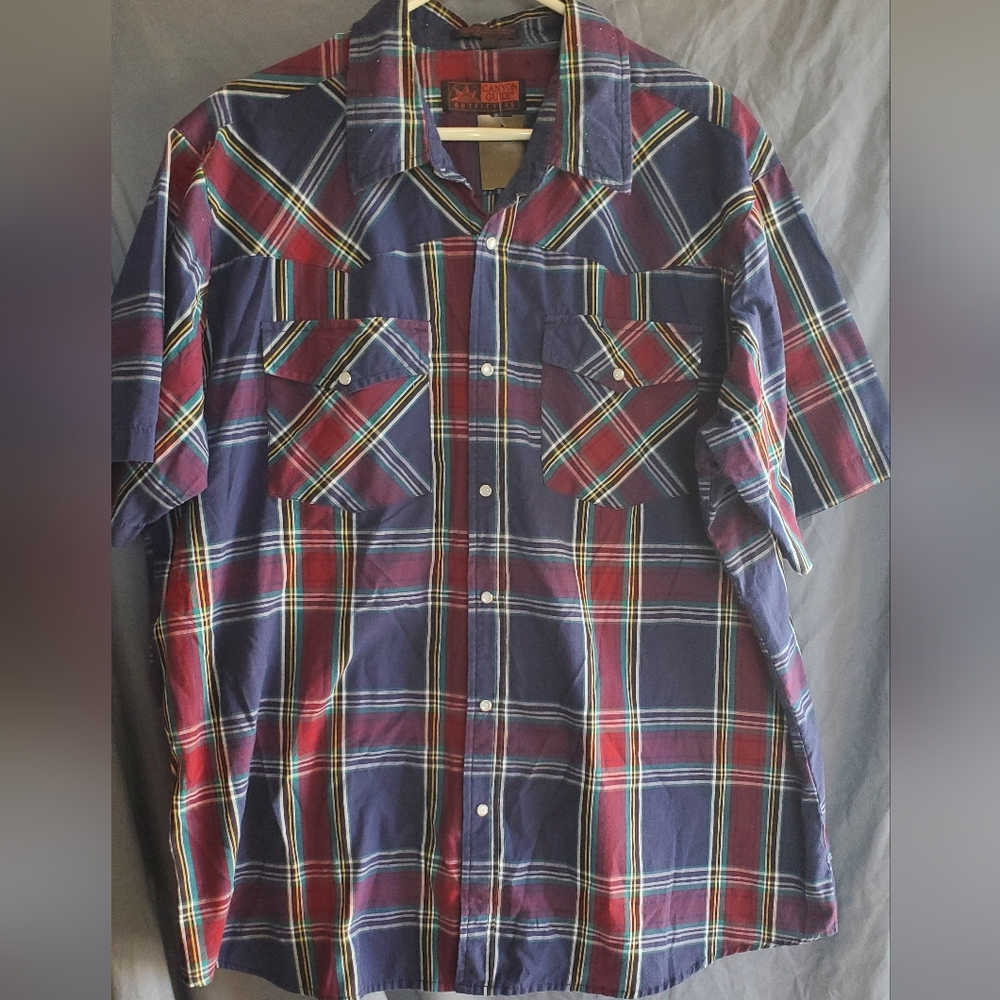 Canyon Guide Outfitters Pearl Snap Men's Plaid Casual Shirt, 2x, Western Wear